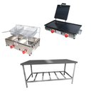 Ver imagem 1 de Kit Lanchonete Mesa de Manipulação 190x70cm + Fritadeira a Gás 2 Cuba + Chapa a Gás 60cm