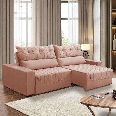 Sofá Retrátil e Reclinável 5 Lugares 300cm Veludo Antonella Adonai Estofados