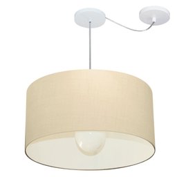 Lustre Pendente Cilíndrico Com Desvio de Centro Vivare Md-4233 Cúpula em Tecido 55x30cm - Bivolt - A - 1