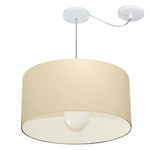 Lustre Pendente Cilíndrico Com Desvio de Centro Vivare Md-4233 Cúpula em Tecido 55x30cm - Bivolt - A