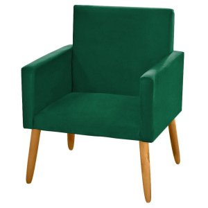 Poltrona Cadeira Decorativa Nina Encosto Alto Suede Verde Militar