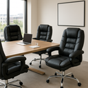 Ver imagem 2 de Cadeira Presidente Diretor Executive em Courino com Base Cromada e Rodinhas