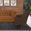 Ver imagem 2 de Poltrona Giratória 73cm Epic Veludo Marrom - Sallar Home