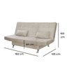 Sofá Cama Casal com Almofadas 3 Lugares Califórnia Suede Bege - 3