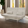Sofá Cama Casal com Almofadas 3 Lugares Califórnia Suede Bege - 2
