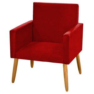 Poltrona Retrô Nina para Salão de Beleza Suede Vermelho Marsala
