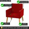 Poltrona Decorativa Nina Pés Madeira Castanho Suede Vermelho Marsala - 4