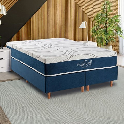 Colchão Casal Soft com Molas Ensacadas 158x198 Azul - Colchões Kappesberg