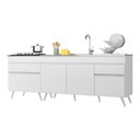 Ver imagem 3 de Kit 2 Balcões Gabinete Pia 150 cm e Cooktop 70 cm Veneza Multimóveis MP2073.891 Branco