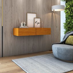 Aparador Buffet Suspenso Pequeno de Parede com 2 Gavetas Modernas Eros 90cm para Decoração Hall de e - 1