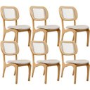 Ver imagem 1 de Kit 6 Cadeiras para Sala de Jantar Cozinha Estofada e Tela Mariah L02 Linho Cru - Lyam Decor