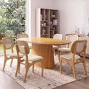 Ver imagem 2 de Kit 6 Cadeiras para Sala de Jantar Cozinha Estofada e Tela Mariah L02 Linho Cru - Lyam Decor
