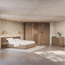 Ver mais imagens de Kit Guarda Roupas 7 Portas, Cama Casal/Queen com LED e Cômoda Seringal CabeCasa MadeiraOriginals Marrom/Nogal