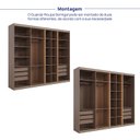Ver imagem 6 de Kit Guarda Roupas 7 Portas, Cama Casal/Queen com LED e Cômoda Seringal CabeCasa MadeiraOriginals Marrom/Nogal