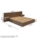 Ver imagem 5 de Kit Guarda Roupas 7 Portas, Cama Casal/Queen com LED e Cômoda Seringal CabeCasa MadeiraOriginals Marrom/Nogal