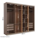 Ver imagem 4 de Kit Guarda Roupas 7 Portas, Cama Casal/Queen com LED e Cômoda Seringal CabeCasa MadeiraOriginals Marrom/Nogal