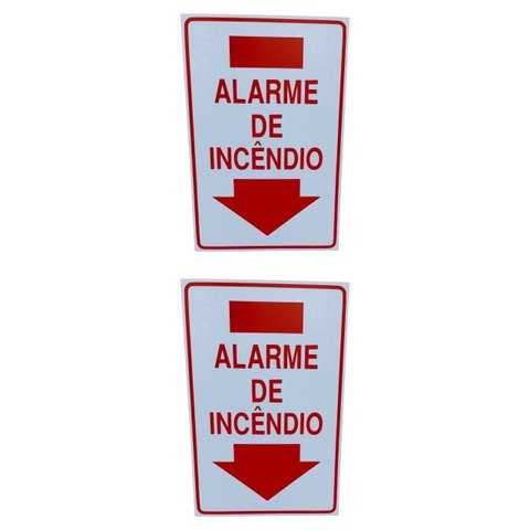 Kit 2 Placa de Sinalização Alarme de Incendio 20 X 30 Cm