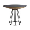 Ver imagem 2 de Mesa de Jantar Emma Cone Chanfrada Redonda Nozes Base Preta 1.20 Cm Vidro Preto