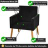 Poltrona Nina para Atendimento Pés Madeira Tecido Sintético Preto - 4