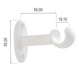Kit Varão para Cortinas 2.00 Metros 19mm - Branco - 5