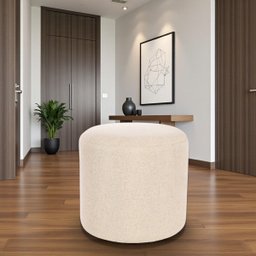 Puff Perse Decorativo Tecido Linho Banqueta Puffe Redondo - 1