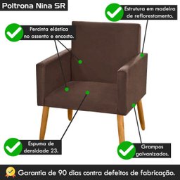 Poltrona Nina para Atendimento Pés Madeira Suede Marrom Claro - 4