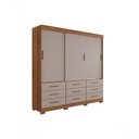 Ver imagem 1 de Guarda-roupa New Star 3 Portas 9 Gavetas 1,80 Salleto Cinamomo/off White