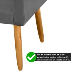 Poltrona Cadeira Decorativa Nina Pés Madeira Suede Cinza Grafite - 3