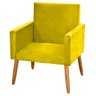 Cadeira Poltrona para Sala Pés Madeira Suede Amarelo - 2