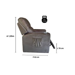 Poltrona Papai com Porta Copo Reclinável Massageador Veludo:marrom - 5