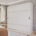 Ver imagem 1 de Guarda-Roupa Casal 2 Portas de Correr 243cm 100% MDF Marsala Espresso Móveis Branco