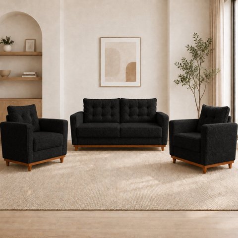 Kit Sofá 2 Lugares e 2 Poltronas Luxo Moderno Sala de Estar Samuel