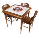 Ver imagem 1 de Cj Mesa Madeira Azulejo 80x80cm - Base 4pé 78cm + 3 Cadeiras 43 - Natural - Duff
