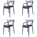 Ver imagem 1 de Kit 4 Cadeiras Empilhável Inmetro Aviv Master Allegra Fratini Polipropileno Azul Marin Suporta