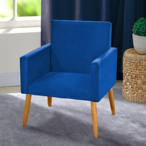 Poltrona para Penteadeira Camarim Nina Suede Azul Royal