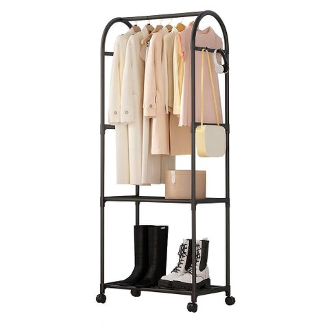 Estante Arara Roupa 2 Prateleira Sapateira Portátil Multiuso