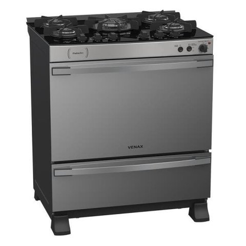Fogao 5 Bocas Venax Palladio Vitreo Inox Gas Glp 127 V