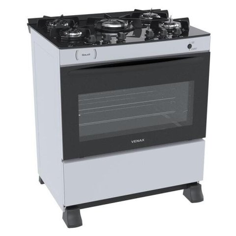 Fogao 5 Bocas Venax Gaudi Vitreo Branco Gas GLP