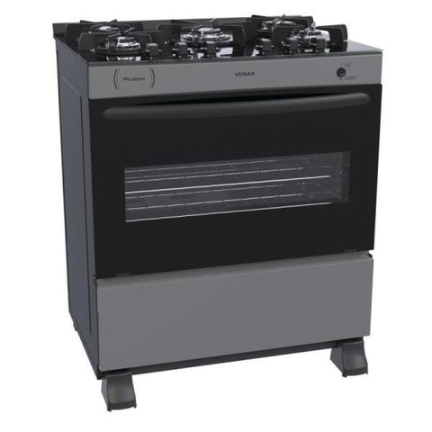FOGAO 5 BOCAS VENAX PICASSO VITREO GRAFITE GAS GLP