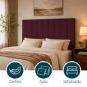 Ver imagem 3 de Cabeceira Estofada Elen Moderna para Quarto Cama Box Casal 140 cm Tecido Suede Bordo