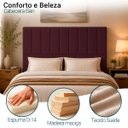 Ver imagem 2 de Cabeceira Estofada Elen Moderna para Quarto Cama Box Casal 140 cm Tecido Suede Bordo