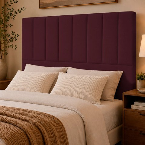 Cabeceira Estofada Elen Moderna para Quarto Cama Box Casal 140 cm Tecido Suede Bordo