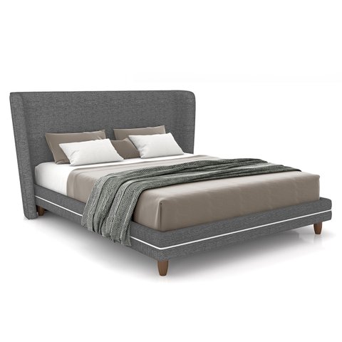 Cama King 195cm com Cabeceira Many P02 Linho Cinza - Mpozenato