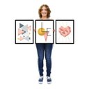 Ver imagem 4 de Conjunto Quadros Decorativos Geométrico Minimalista Quarto