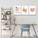 Ver imagem 3 de Conjunto Quadro Decorativo Moldura Abstrato Rose Love Sala