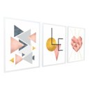 Ver imagem 2 de Conjunto Quadro Decorativo Moldura Abstrato Rose Love Sala