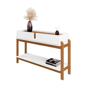 Aparador Buffet Sala Estar Jantar 2 Gavetas Lizz - Branco C/ Cedro