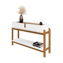 Ver imagem 1 de Aparador Buffet Sala Estar Jantar 2 Gavetas Lizz - Branco C/ Cedro