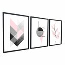 Ver imagem 2 de Quadros Decorativos Moldura Madeira Abstrato Geométrico Sala