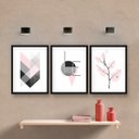 Ver imagem 3 de Quadros Decorativos Moldura Madeira Abstrato Geométrico Sala